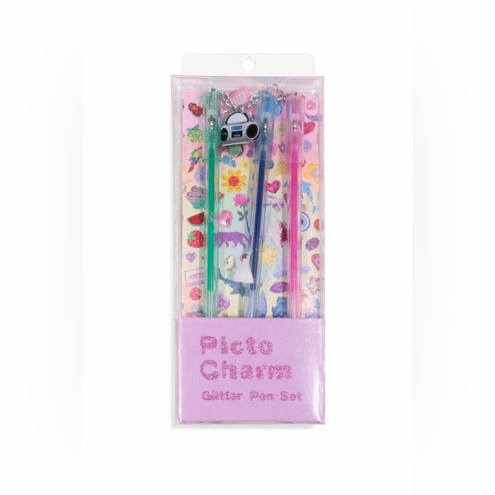 Urban Outfitters Pico Charm Glitter Gel Pen Set Y2K Cute Desk Aesthetic